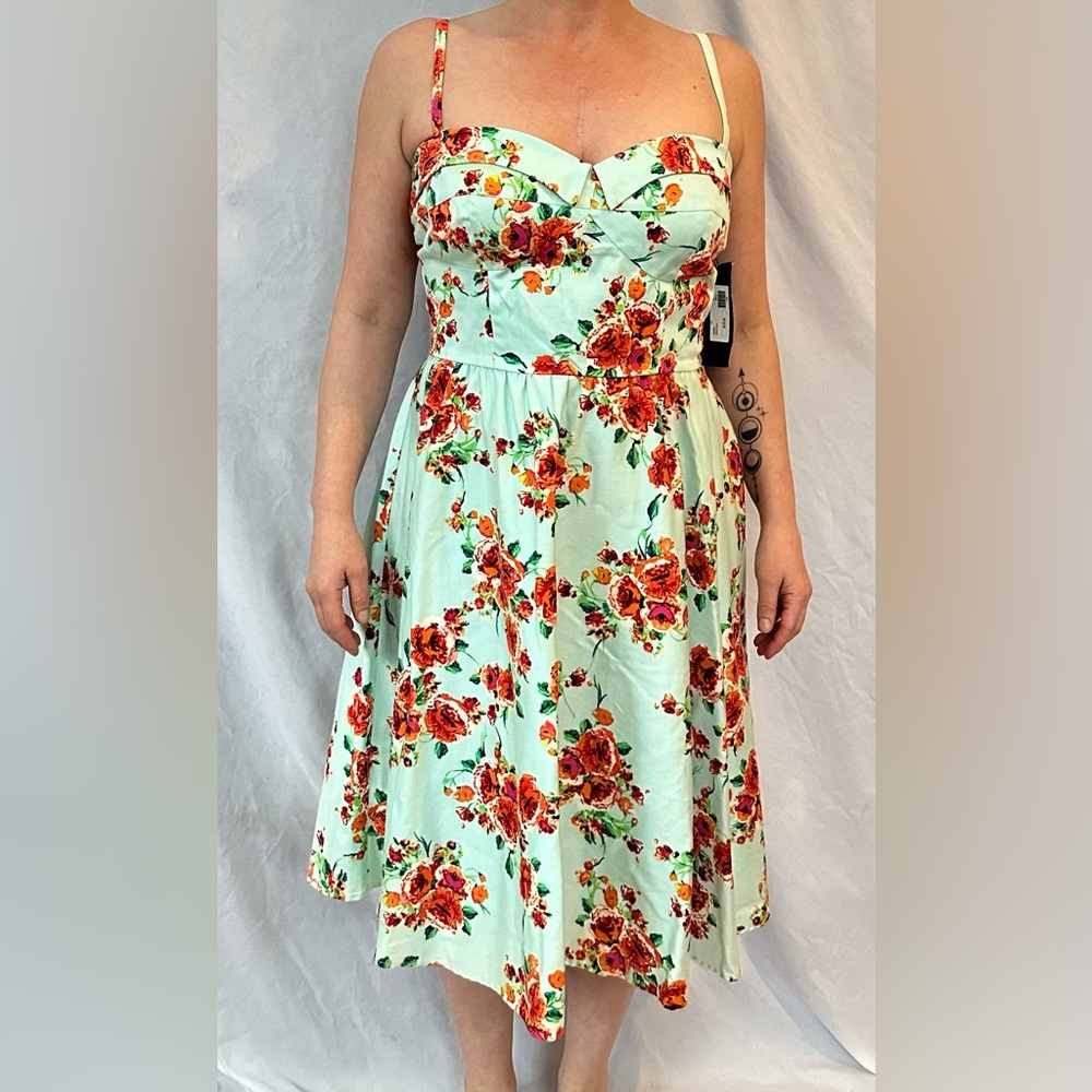 Stop Staring Floral Midi Dress - Mint and Red